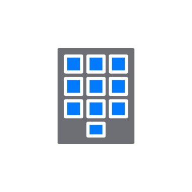 Sayısal tuş takımı simge vektör, düz işareti, üzerinde beyaz izole katı renkli sembol dolu. Sembol, logo illüstrasyon. Piksel mükemmel