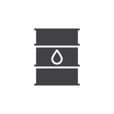 Yağ varili ikon vektörü, düz tabela, beyaz üzerine izole edilmiş katı resim. Sembol, logo çizimi. Piksel mükemmel