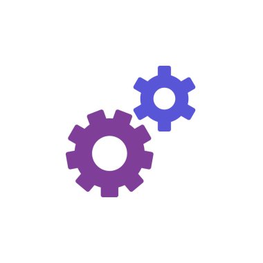 Dişli, ayarları, Tercihler renkli vektör simgesi, düz işareti, üzerinde beyaz izole katı piktogram dolu. Sembol, logo illüstrasyon. Piksel mükemmel