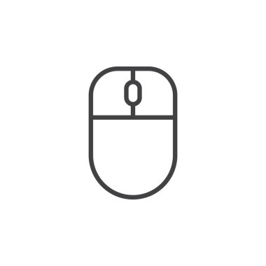 Bilgisayar fare çizgi simgesi, Anahat vektör işareti üzerinde beyaz izole doğrusal stil piktogram. Sembol, logo illüstrasyon. Düzenlenebilir inme. Piksel mükemmel