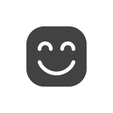 Gülen yüz ile gülümseyen gözleri emoji. glif kutsal kişilerin resmi, vektör ifade