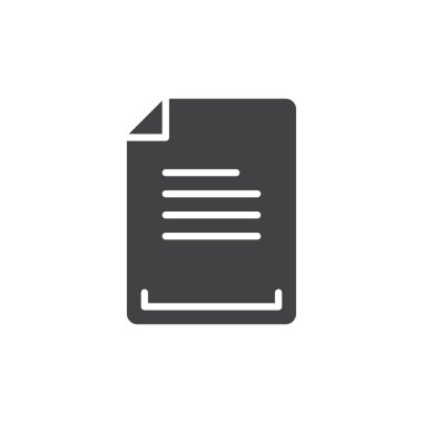 Metin belge simge vektör, düz işareti, üzerinde beyaz izole karakter stili piktogram dolu. Sembol, logo illüstrasyon. Piksel mükemmel