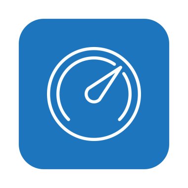 Hız göstergesi, ölçüm düz çizgi simgesi, doğrusal vektör renkli yuvarlak kare düğme üzerinde beyaz izole işareti. Sembol, logo illüstrasyon. Düz tasarım, piksel mükemmel