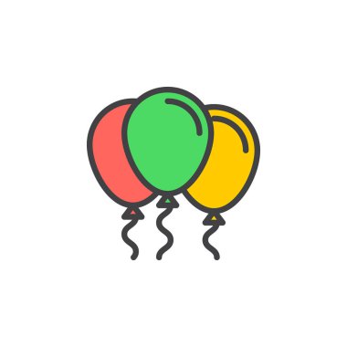 Parti balonları dolu anahat simgesini, çizgi vektör işareti, doğrusal renkli sembol. Sembol, logo illüstrasyon. Piksel mükemmel
