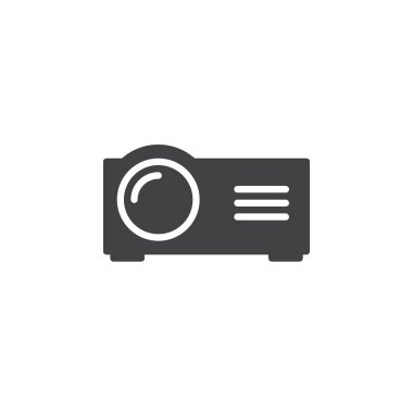 Sunum dijital projektör simge vektör, düz işareti, üzerinde beyaz izole katı piktogram dolu. Sembol, logo illüstrasyon. Piksel mükemmel