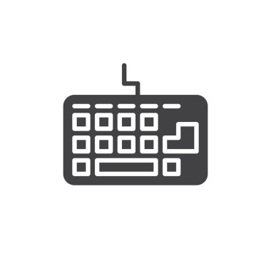 Bilgisayar klavye simge vektör, düz işareti, üzerinde beyaz izole katı piktogram dolu. Sembol, logo illüstrasyon. Piksel mükemmel