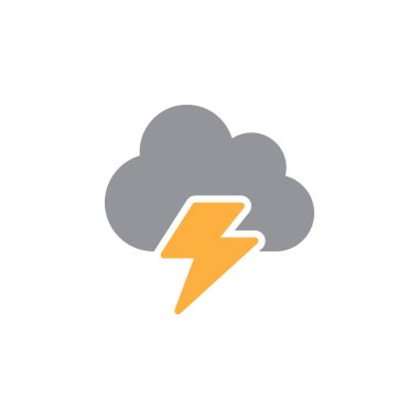 Bulut, yıldırım simge vektör, düz işareti, üzerinde beyaz izole katı renkli sembol dolu. Sembol, logo illüstrasyon. Piksel mükemmel