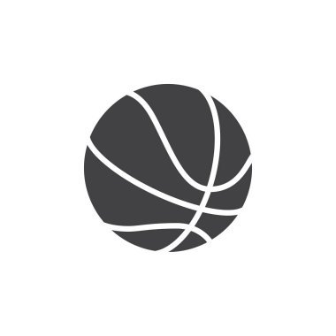 Basketbol topu simge vektör, düz işareti, üzerinde beyaz izole katı piktogram dolu. Sembol, logo illüstrasyon. Piksel mükemmel