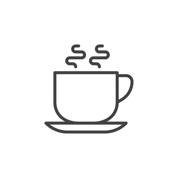 Hete Koffie Kopje Lijn Pictogram Schetsen Van Vector Teken Lineaire — Stockvector