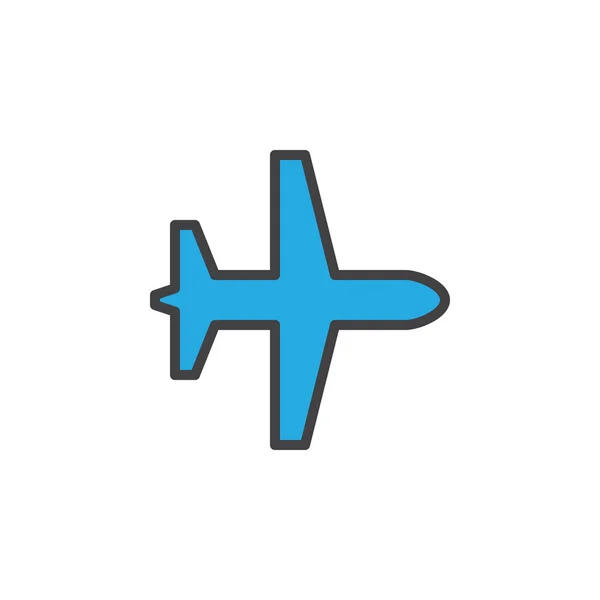 Літак Режим Літака Заповнений Піктограмою Контуру Лінійний Барвистий Векторний Знак — стоковий вектор