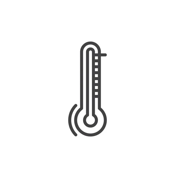 Thermometer Temperatuur Overzicht Pictogram Lijn Vector Teken Lineaire Stijl Pictogram — Stockvector