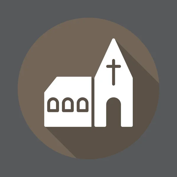 Церковь Плоская Икона Круглая Красочная Кнопка Круговой Векторный Знак Длинным — стоковый вектор
