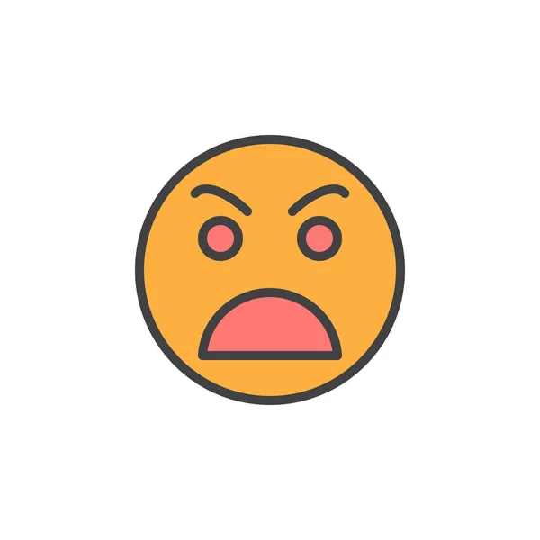 Scared face emoticon filled outline icon, Stock vector