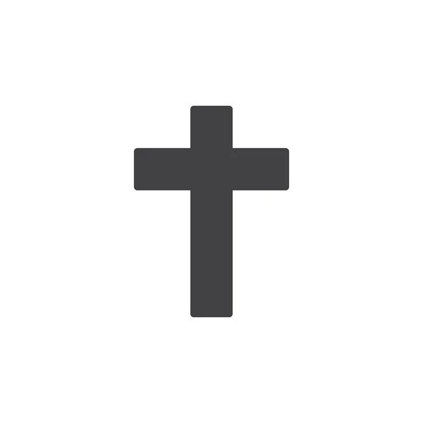 Христианский Вектор Креста Плоский Знак Сплошная Пиктограмма Изолирована Белом Символ — стоковый вектор