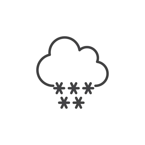 Icono Línea Nieve Nubosa Signo Vector Contorno Pictograma Estilo Lineal — Archivo Imágenes Vectoriales