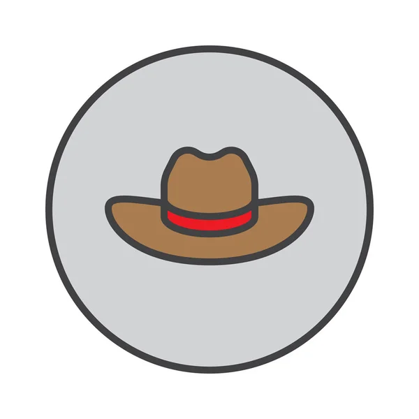 Chapéu Cowboy Masculino Preenchido Ícone Contorno Redondo Sinal Vetorial Colorido — Vetor de Stock