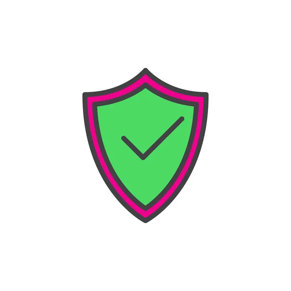 Schutzschild Mit Markiertem Umrisssymbol Vektorzeichen Farbenfroher Abbildung — Stockvektor
