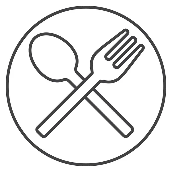 Fork Spoon Dish Line Icon Outline Vector Sign Linear Style — Stock Vector