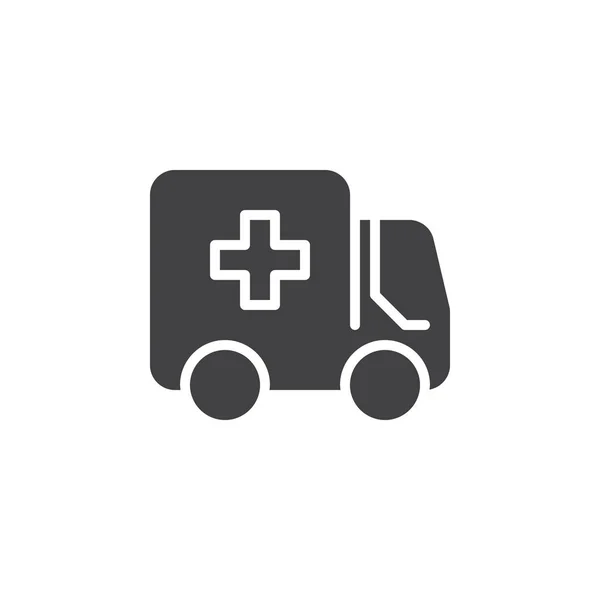 Ambulans Kamyonu Ikonu Vektörü Düz Tabela Doldurulmuş Beyaz Üzerine Izole — Stok Vektör