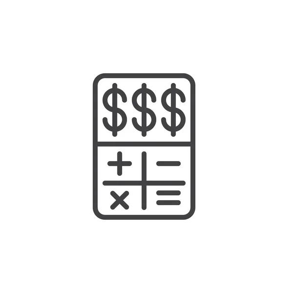 Budget Lijn Calculatorpictogram Schetsen Van Vector Teken Lineaire Stijl Pictogram — Stockvector