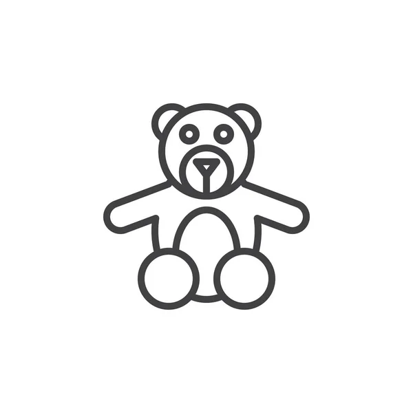 Teddy Bear Speelgoed Lijn Pictogram Overzicht Vector Teken Lineaire Stijl — Stockvector