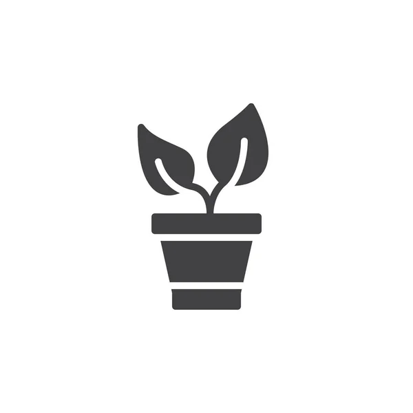 Plant Pot Pictogram Vector Gevulde Plat Bord Solide Pictogram Geïsoleerd — Stockvector