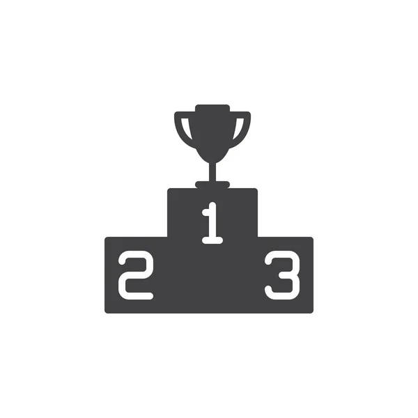 Stupně Vítězů Trofej Vektorové Ikony Plný Plochý Znamení Solidní Piktogram — Stockový vektor