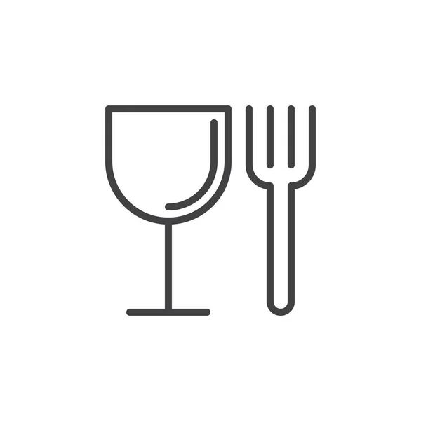 叉子和玻璃线图标 轮廓矢量符号 线性风格的象形文字隔离在白色 餐厅符号 徽标插图 可编辑的笔画 像素完美 — 图库矢量图片