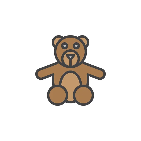 Teddy Bear Speelgoed Gevuld Overzicht Pictogram Lijn Vector Teken Lineaire — Stockvector