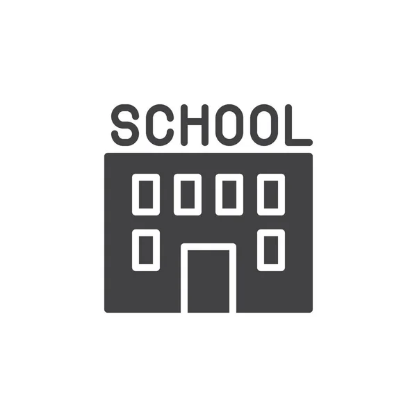 Вектор Иконки Школьного Здания Плоский Знак Сплошная Пиктограмма Изолирована Белом — стоковый вектор