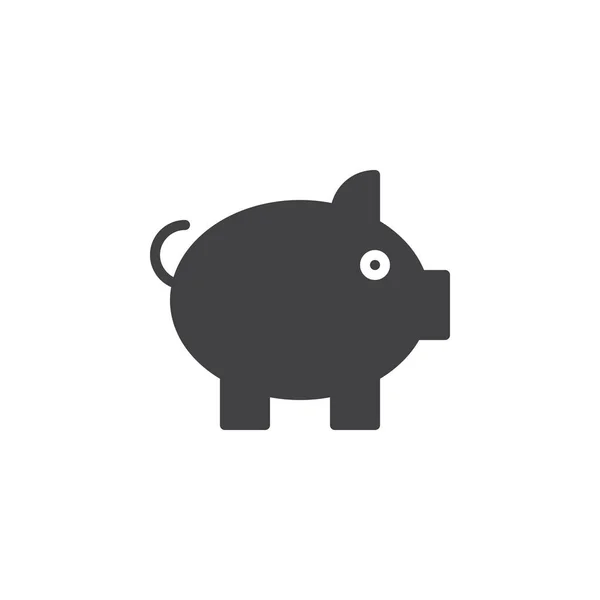 小猪银行图标向量 填充扁平的标志 固体象形文字隔离在白色 徽标插图 像素完美 — 图库矢量图片