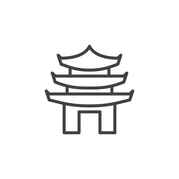 Піктограма Лінії Пагода Векторний Знак Контуру Піктограма Лінійного Стилю Ізольовані — стоковий вектор
