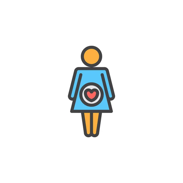 Беременная Женщина Заполнила Контур Иконкой Векторным Знаком Линейной Красочной Пиктограммой — стоковый вектор