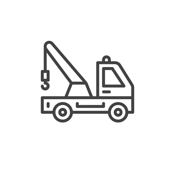 Holowania Ikona Wiersza Ciężarówka Wektor Znak Zarys Styl Liniowy Piktogram — Wektor stockowy