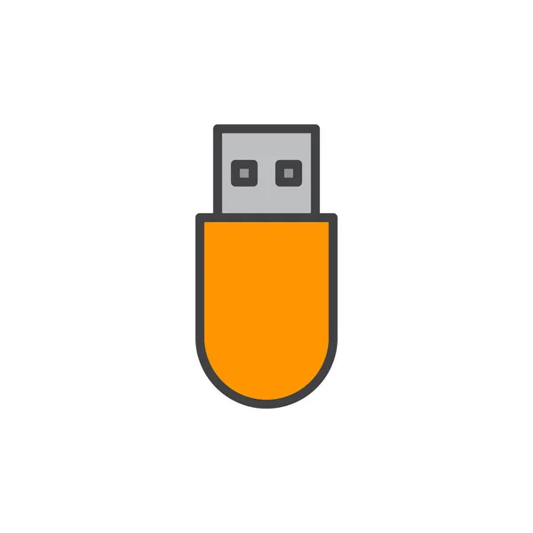 Icône Contour Remplie Bâton Usb Signe Vectoriel Illustration Colorée — Image vectorielle