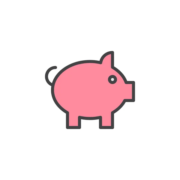 Pig Piggy Bank Заповнив Значок Контуру Лінійний Векторний Знак Лінійну — стоковий вектор