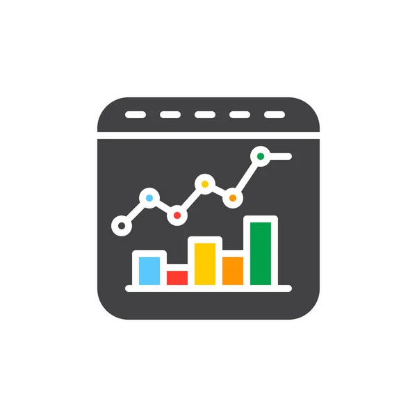 Bar Line Combo Chart Colorful Icon Vector Flat Sign Symbol — Stock Vector