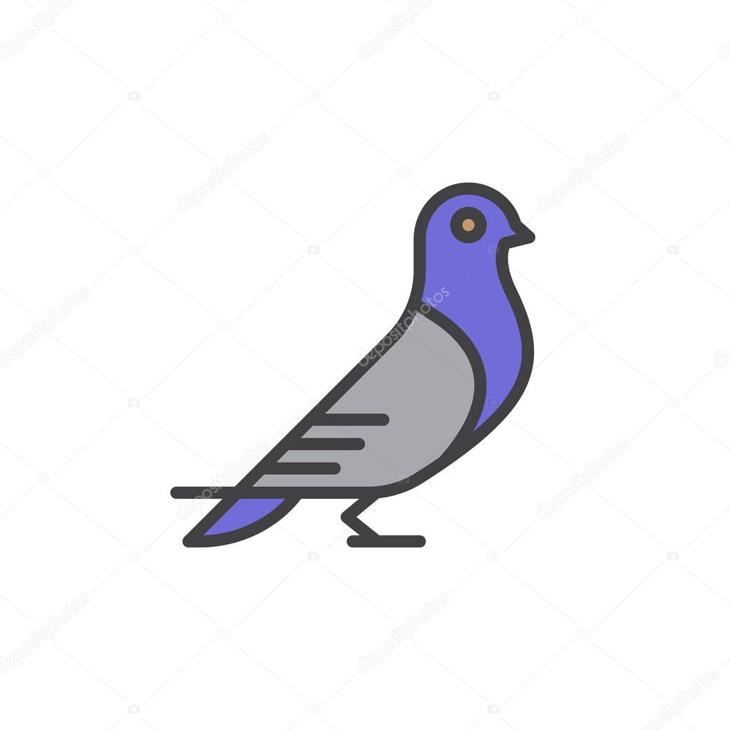 Carrier pigeon filled outline icon, line vector sign, linear colorful pictogram. Dove symbol, logo illustration. Pixel perfect