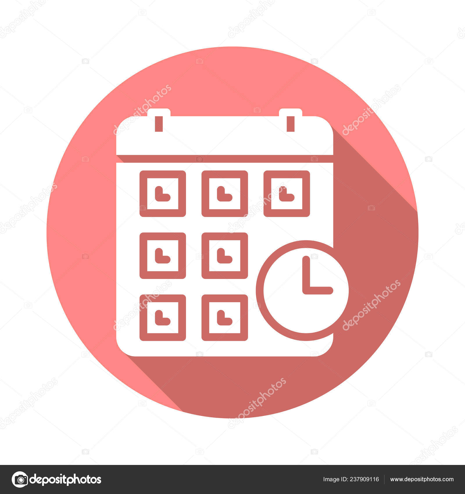 Calendar Clock Flat Icon Colorful Button Schedule Event Date Circular Stock Vector C Avicons