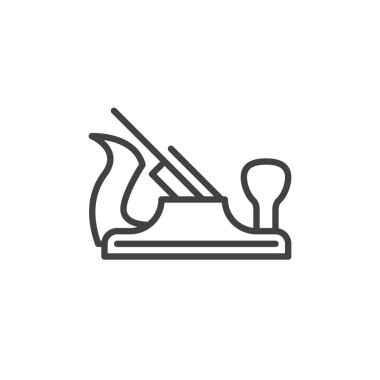 El uçak satırı simgesi marangoz, vektör işareti, anahat üzerinde beyaz izole doğrusal stil piktogram. Sembol, logo illüstrasyon. Düzenlenebilir inme. Piksel mükemmel