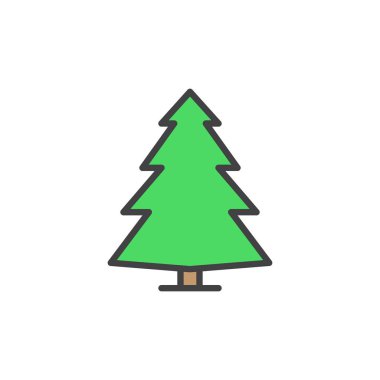 İğne yapraklı ağaç, çam doldurulmuş anahat simgesini, çizgi vektör işareti, üzerinde beyaz izole doğrusal renkli sembol. Sembol, logo illüstrasyon. Piksel mükemmel vektör grafikleri