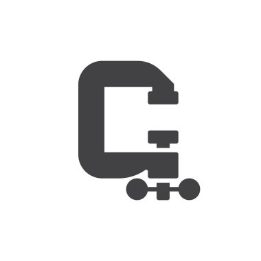 C-mengene simge vektör, düz işareti, üzerinde beyaz izole katı piktogram dolu. Sembol, logo illüstrasyon. Piksel mükemmel