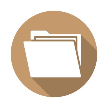 Klasör belgeler düz simgesi ile. Renkli düğme dairesel vektör uzun gölge efekti ile oturum açın. Düz stil tasarım