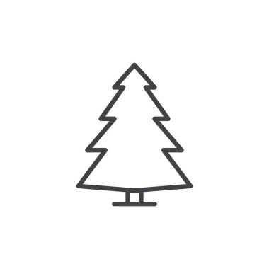 İğne yapraklı ağaç, çam satırı simgesi, Anahat vektör işareti üzerinde beyaz izole doğrusal stil piktogram. Sembol, logo illüstrasyon. Düzenlenebilir inme. Piksel mükemmel