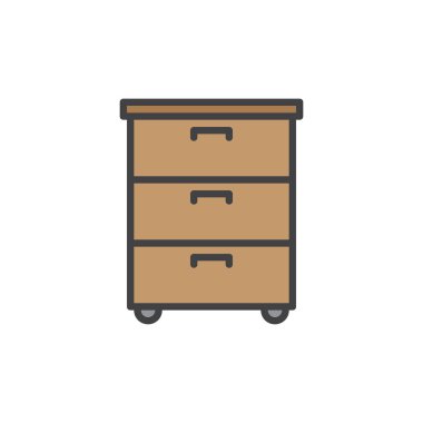 Office belgeleri kabine doldurulmuş anahat simgesini, çizgi vektör işareti, üzerinde beyaz izole doğrusal renkli sembol. Sembol, logo illüstrasyon. Piksel mükemmel vektör grafikleri