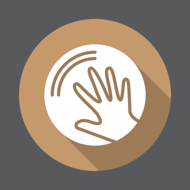 El yapımı düz simgesi. Yuvarlak renkli düğme, dairesel vektör işaret, logo illüstrasyon çember el. Düz stil tasarım