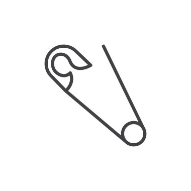 Çengelli iğne satırı simgesi, Anahat vektör işareti üzerinde beyaz izole doğrusal stil piktogram. Sembol, logo illüstrasyon. Düzenlenebilir inme. Piksel mükemmel