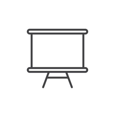 Beyaz tahta satırı simgesi, Anahat vektör işareti, üzerinde beyaz izole doğrusal stil piktogram. Kuru tahta sembolü, logo illüstrasyon silmek. Düzenlenebilir inme. Piksel mükemmel