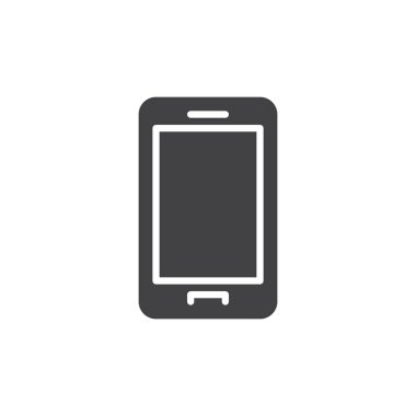 Smartphone simge vektör, düz işareti, üzerinde beyaz izole katı piktogram dolu. Sembol, logo illüstrasyon. Piksel mükemmel