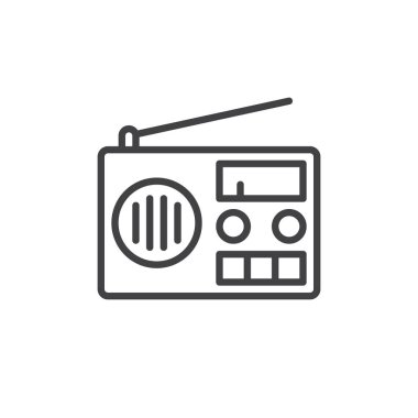 Radyo satırı simgesi, vektör işareti, anahat üzerinde beyaz izole doğrusal stil piktogram. Sembol, logo illüstrasyon. Düzenlenebilir inme. Piksel mükemmel